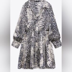 Zara Snake Print Button-Front Dress in Black and Cream